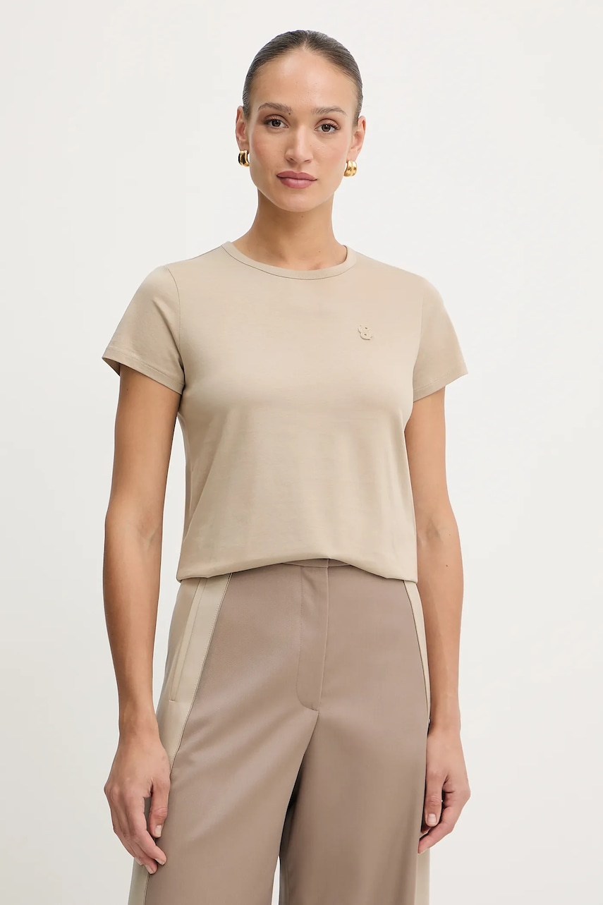 BOSS tricou din bumbac culoarea bej, 50545671