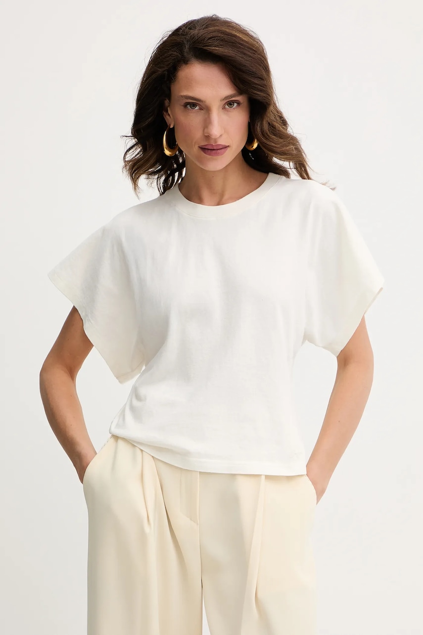 BOSS Orange tricou din bumbac culoarea bej, 50543502