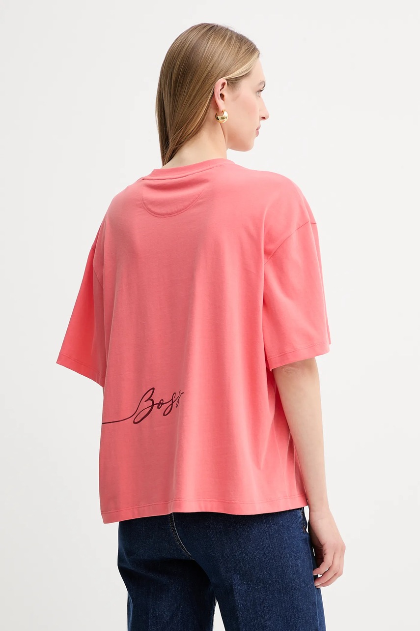 Хлопковая футболка BOSS Orange цвет розовый 50545498
