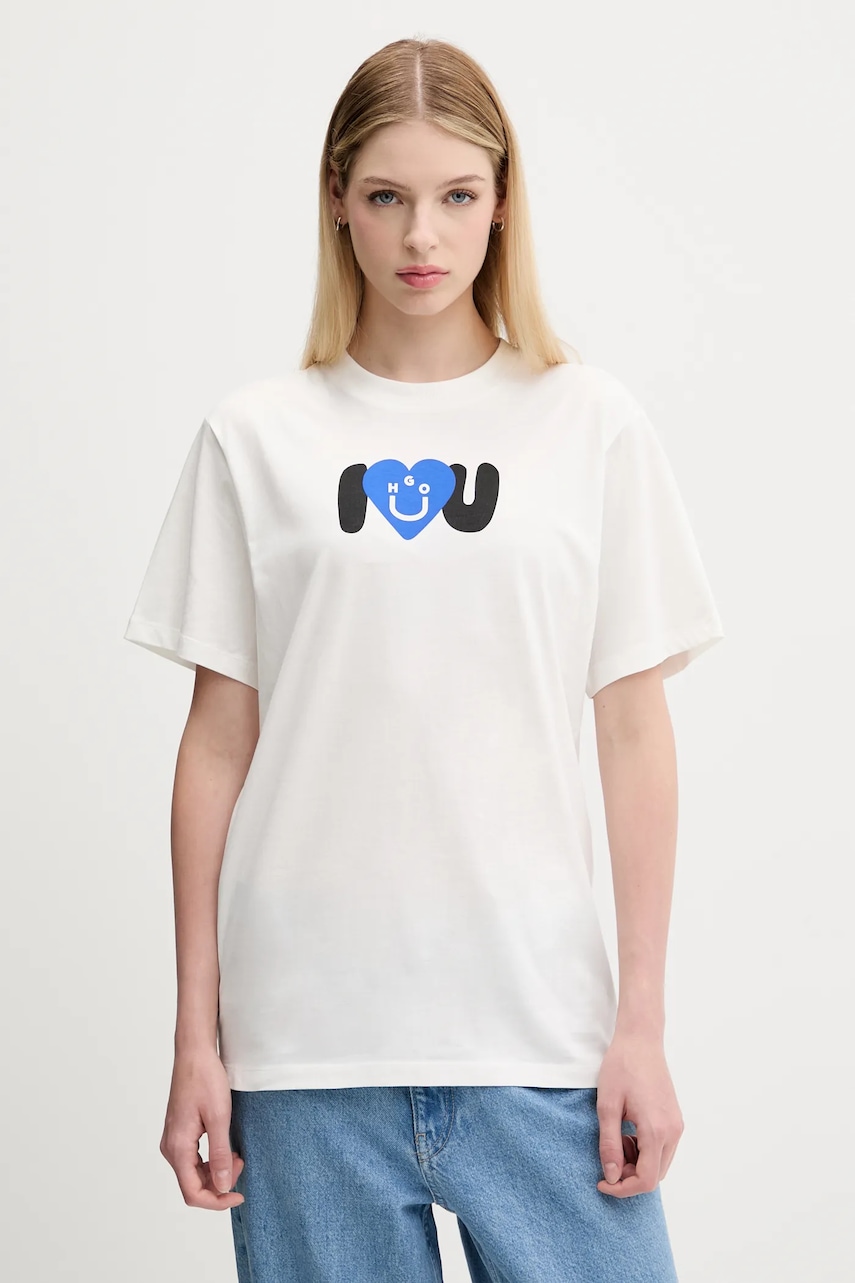 Hugo Blue tricou din bumbac culoarea alb, 50545053