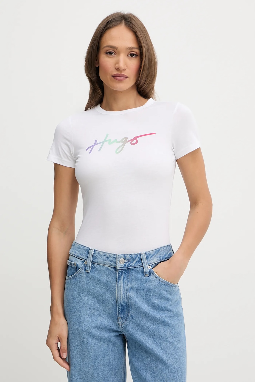 HUGO tricou din bumbac culoarea alb, 50533059