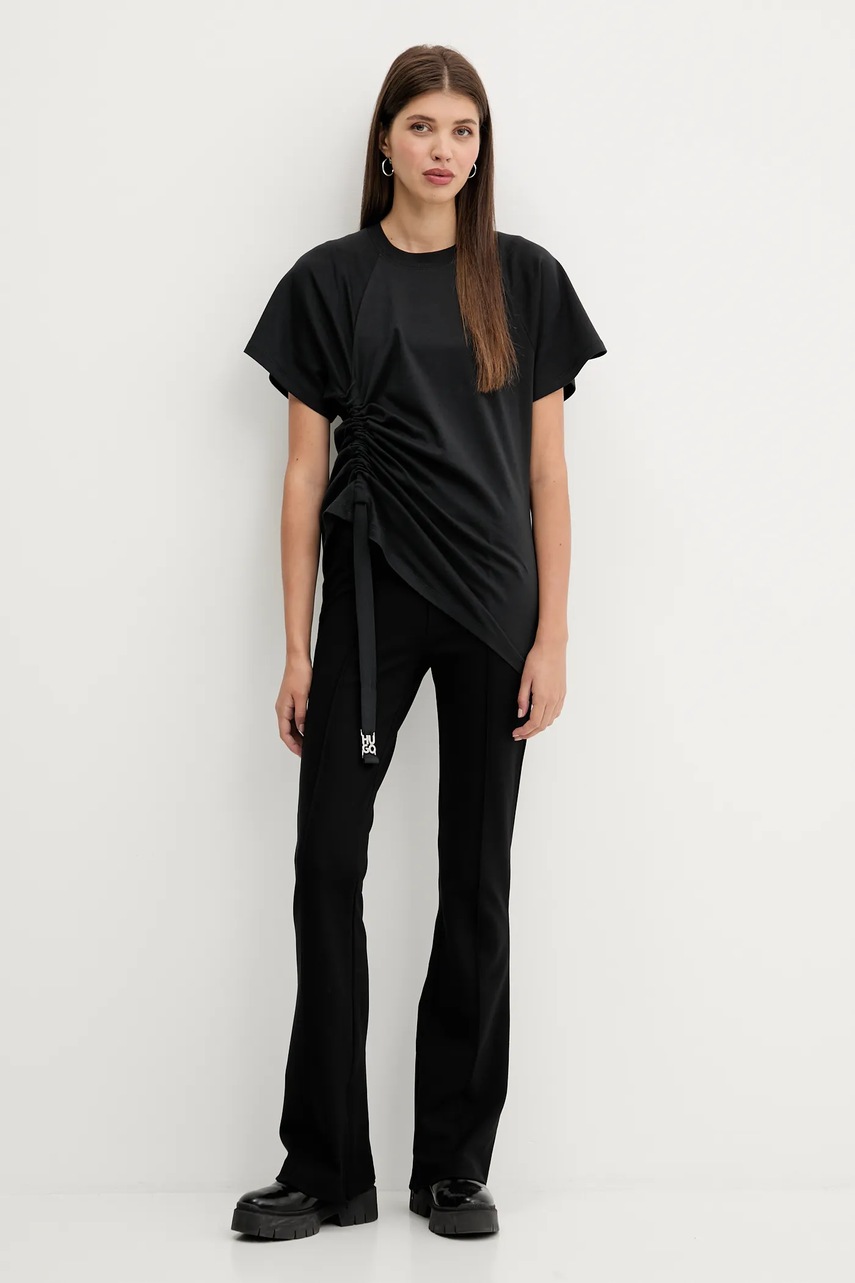 Хлопковая футболка HUGO цвет чёрный 50542762