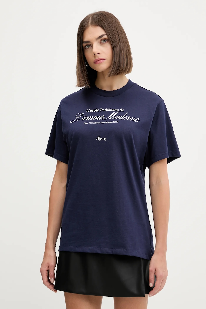 HUGO tricou din bumbac culoarea bleumarin, 50545551