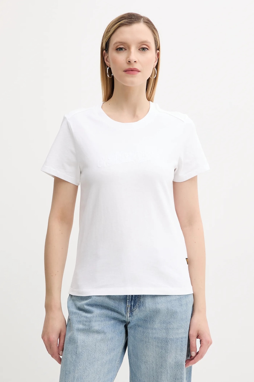 G-Star tricou din bumbac culoarea alb, D26248-D101