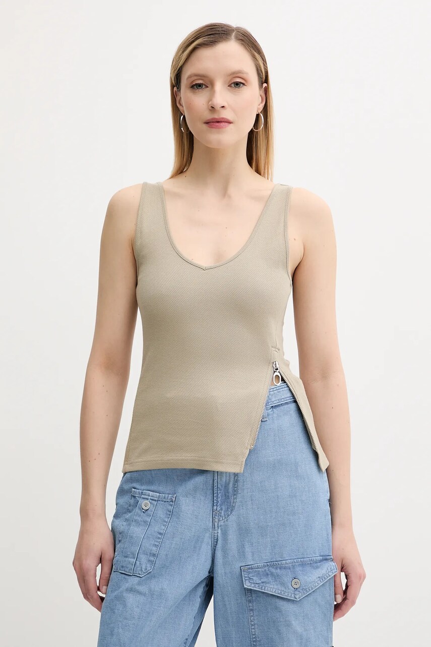 G-Star top din bumbac culoarea verde, D26226-D275