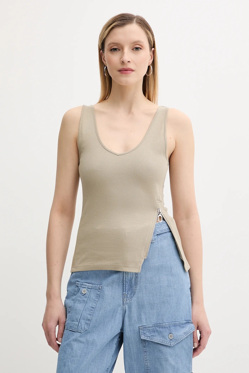 G-Star top din bumbac culoarea verde, D26226-D275