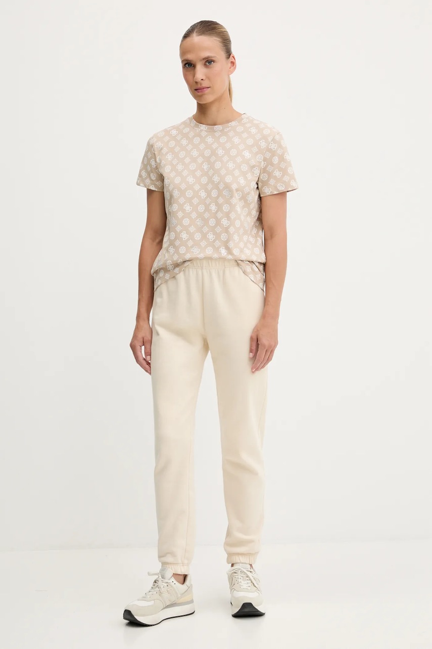 Хлопковая футболка Guess PEONY цвет бежевый V5YI04 I3Z14 Хлопковая футболка Guess PEONY цвет бежевый V5YI04 I3Z14