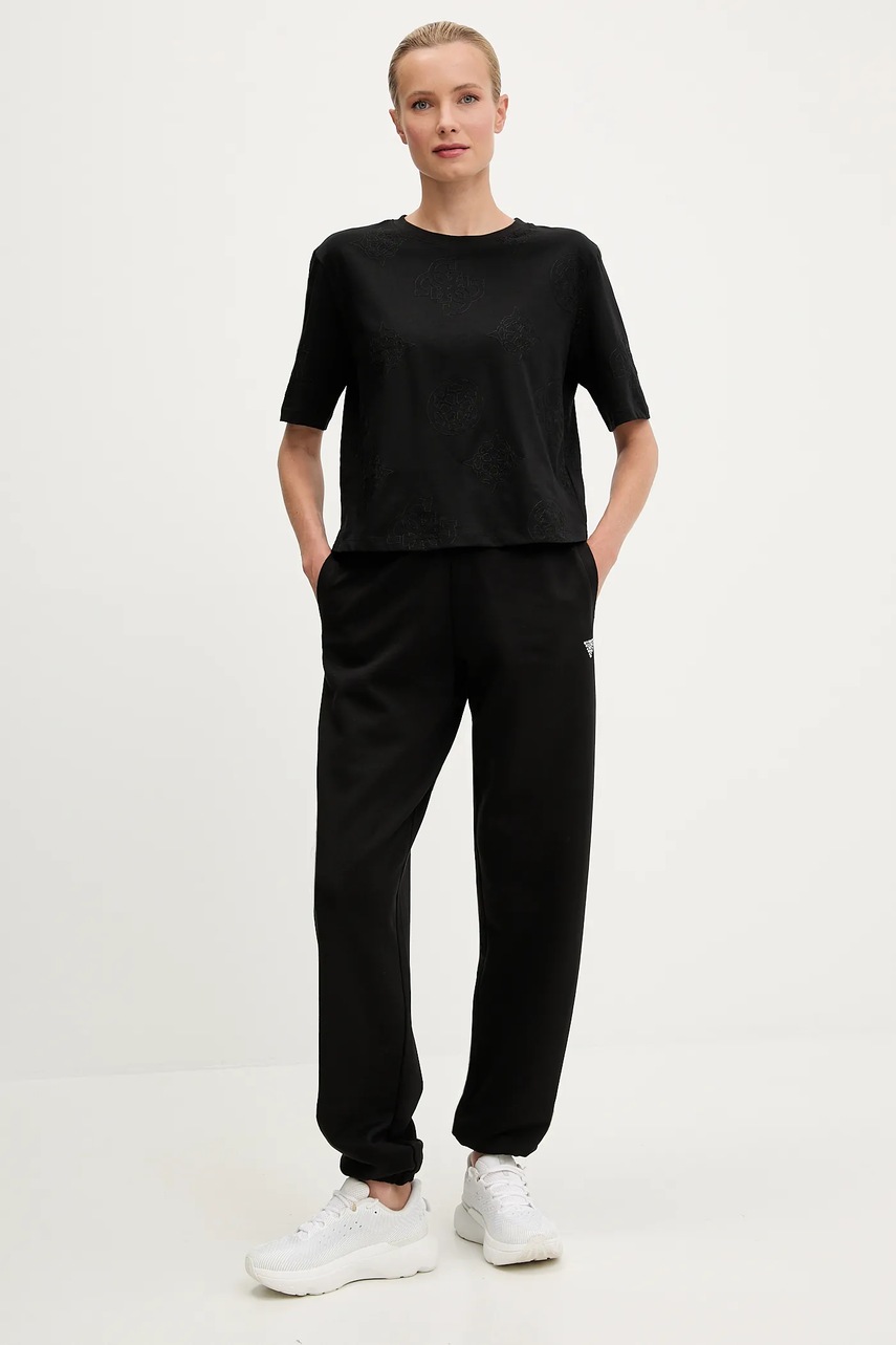 Хлопковая футболка Guess PEONY цвет чёрный V5YI10 I3Z14 Хлопковая футболка Guess PEONY цвет чёрный V5YI10 I3Z14