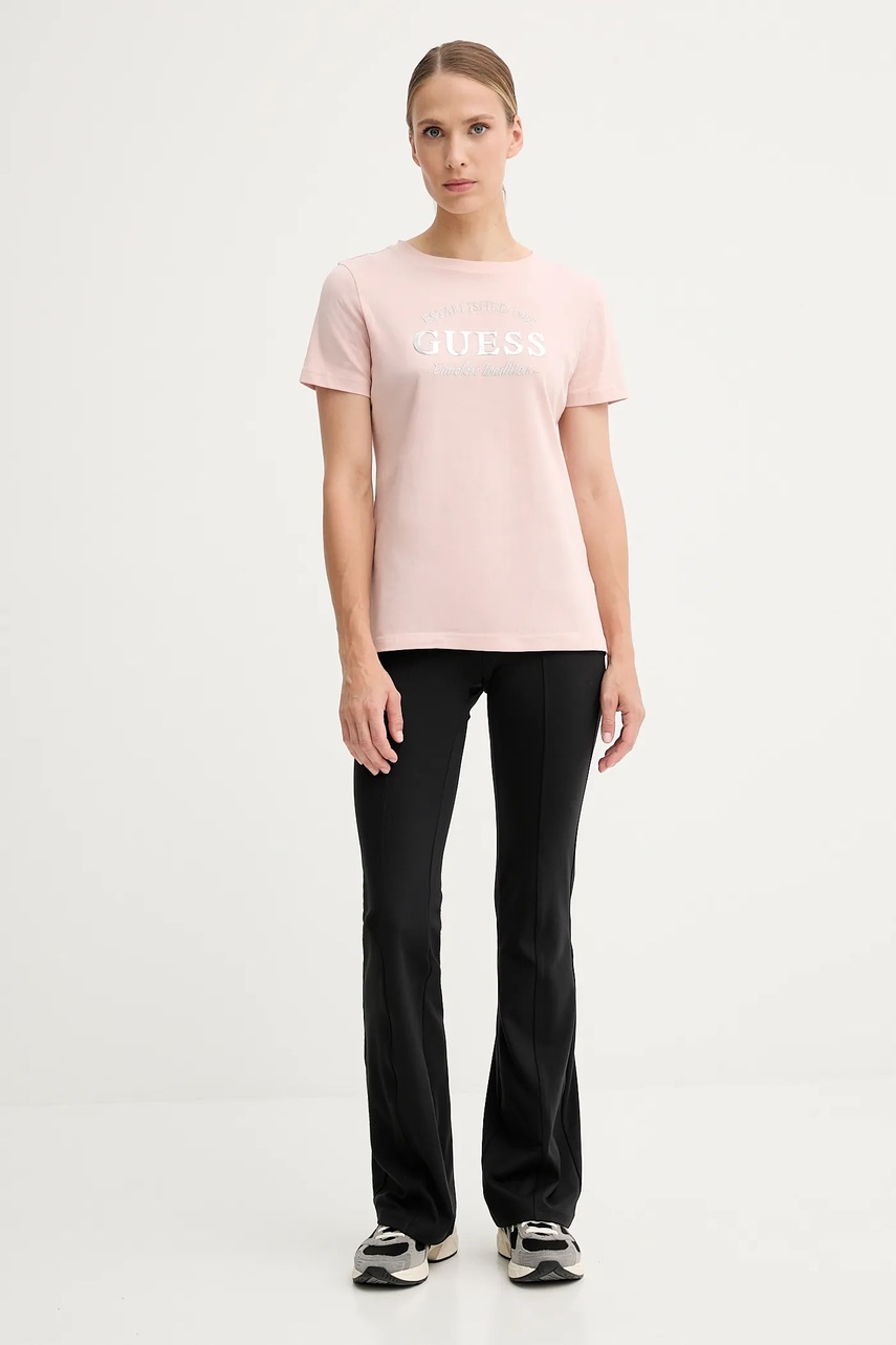 Хлопковая футболка Guess NINA цвет оранжевый V5YI12 J1314