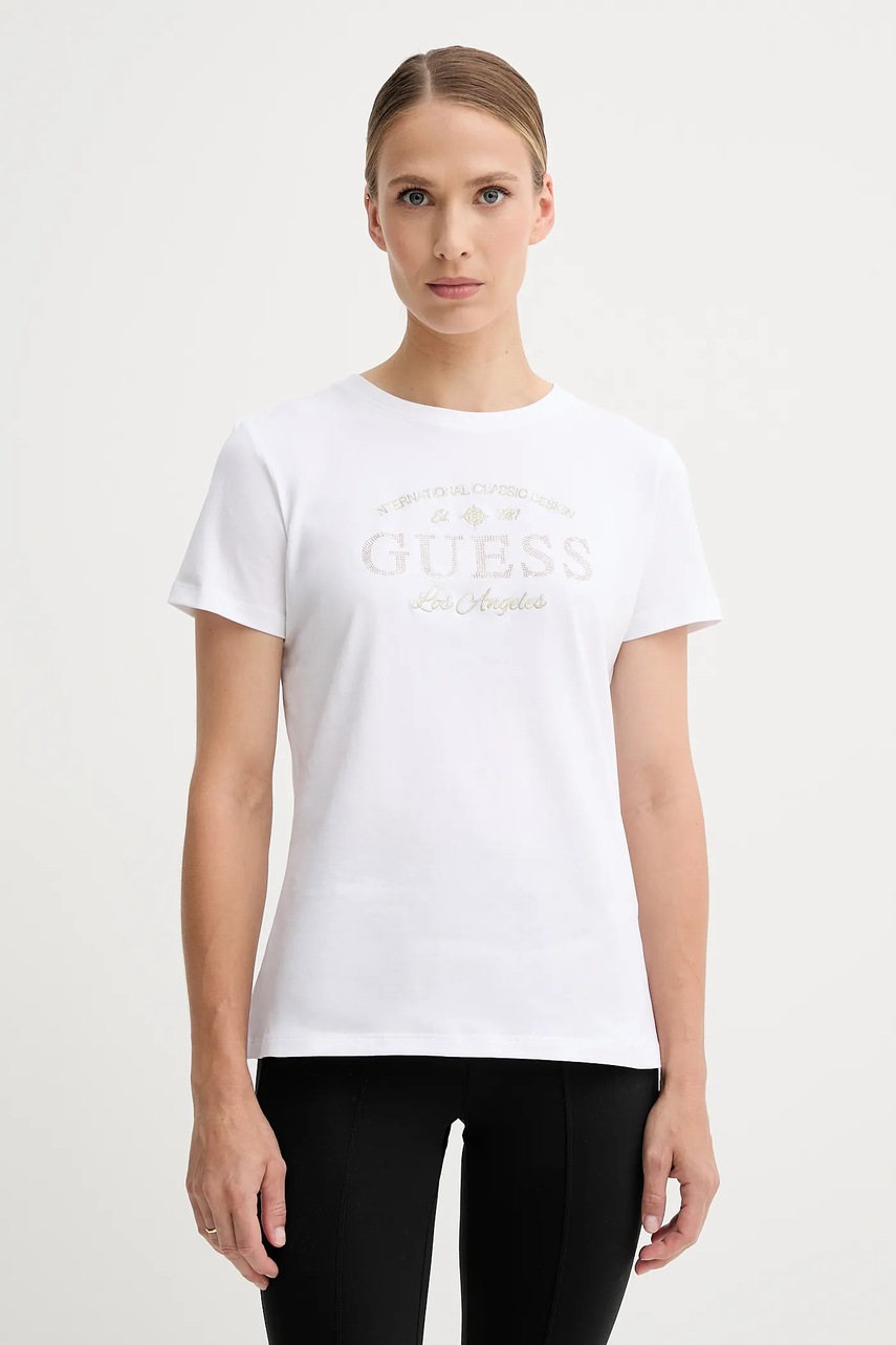 Levně Tričko Guess MARINA dámské, bílá barva, V5YI13 J1314