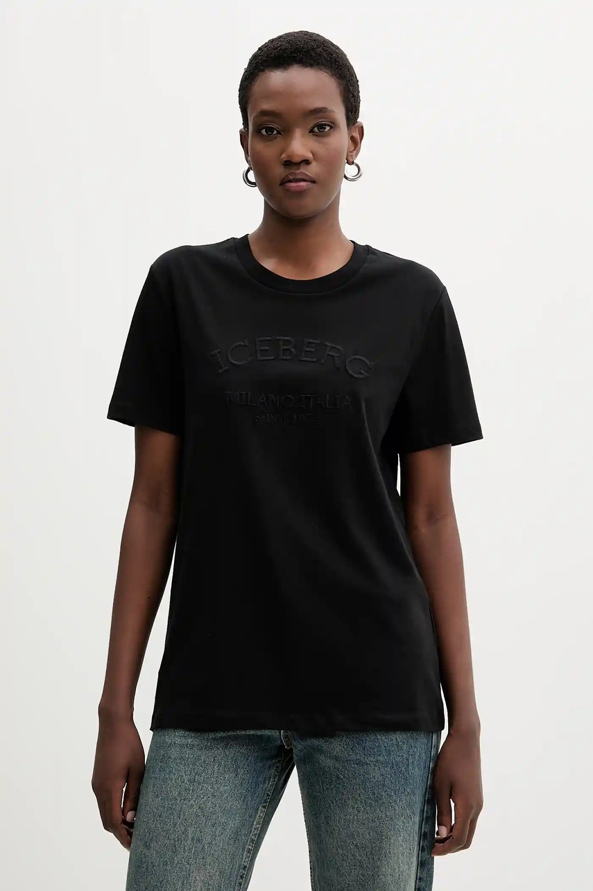 Iceberg tricou din bumbac culoarea negru, F021 6327