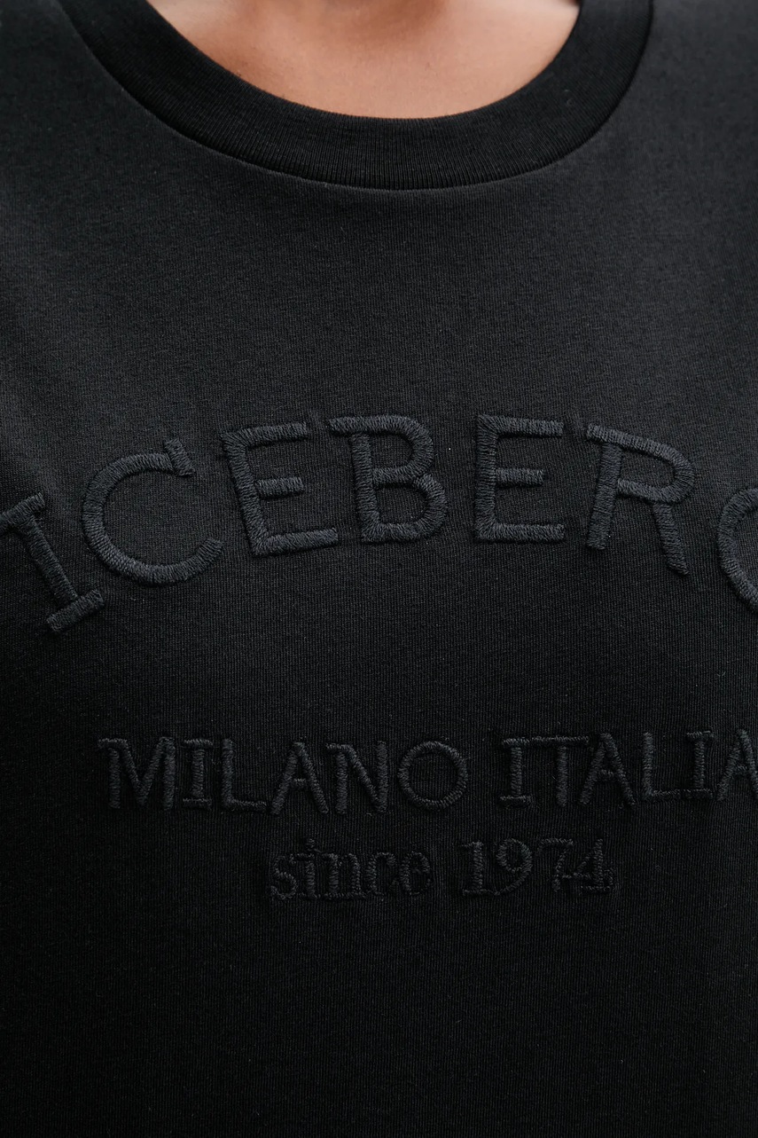 Βαμβακερό μπλουζάκι Iceberg χρώμα: μαύρο, F021 6327 φωτογραφία