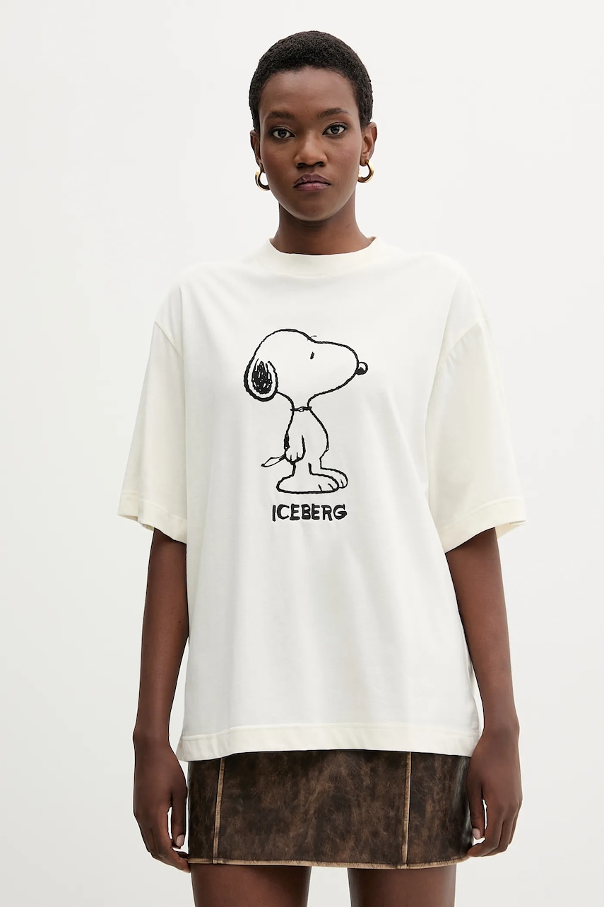 Iceberg tricou din bumbac culoarea bej, F5B2 6325