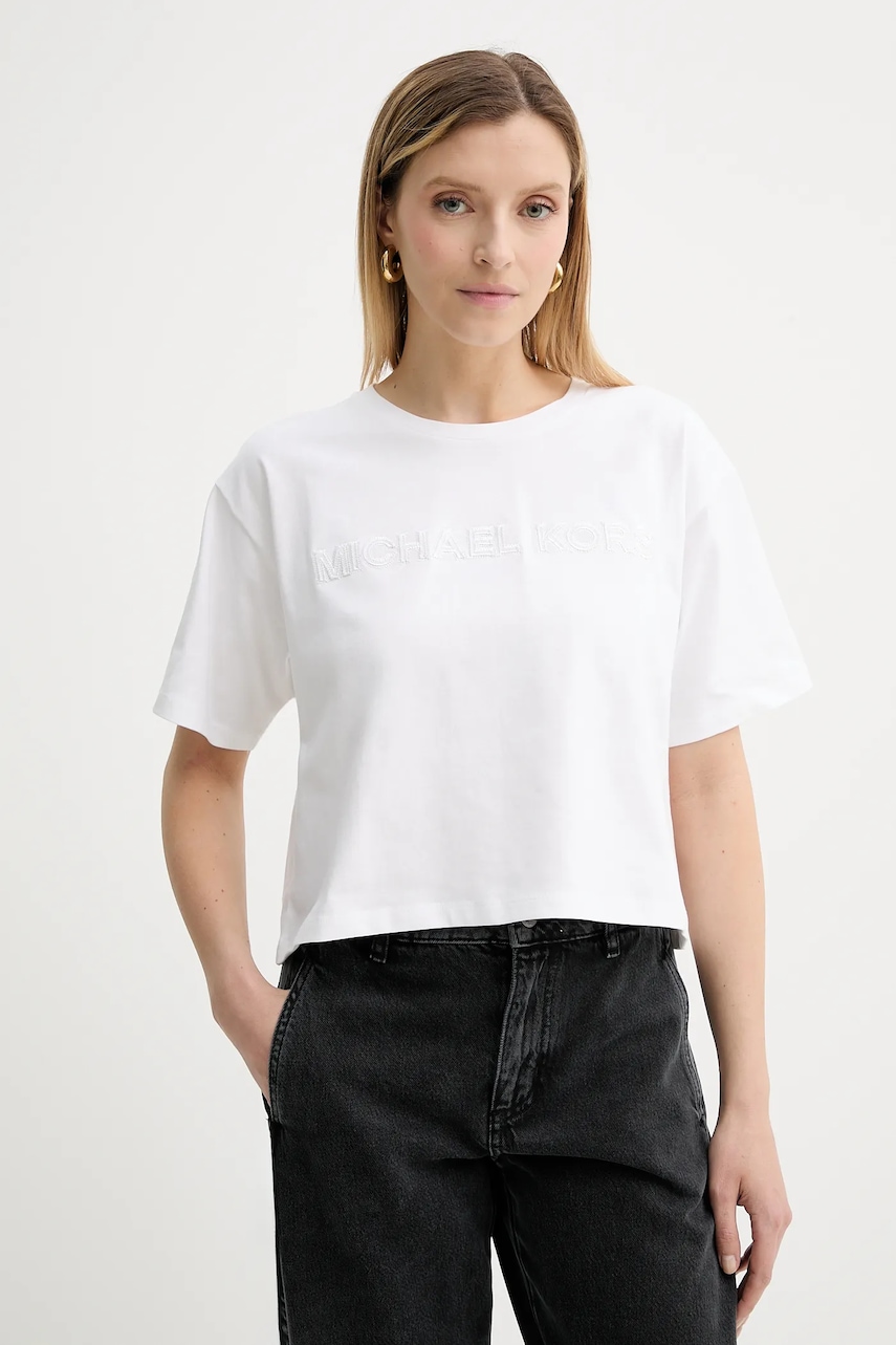 MICHAEL Michael Kors tricou din bumbac culoarea bej, MT551VJ2ZU