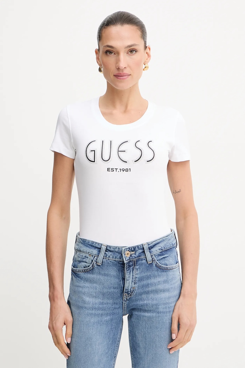 Levně Tričko Guess dámské, bílá barva, W5YI05 J1314