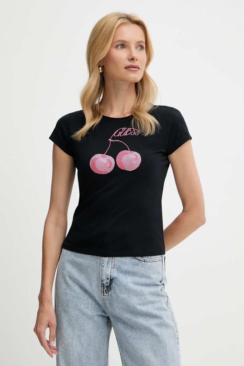 Levně Tričko Guess dámské, černá barva, W5YI30 K49A1