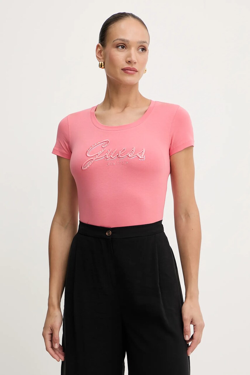 Levně Tričko Guess dámské, oranžová barva, W5YI46 J1314