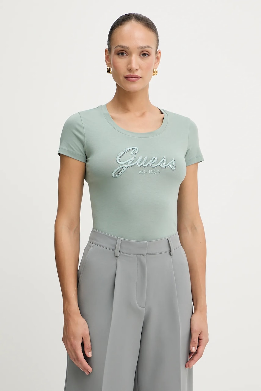 Levně Tričko Guess dámské, zelená barva, W5YI46 J1314