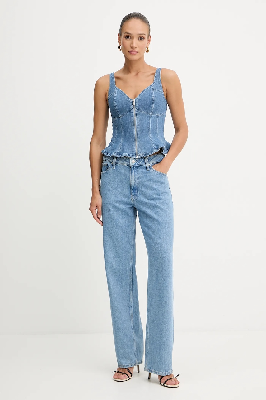 Джинсовый топ Guess ANIKA цвет синий однотонная W5YH0Z D4LU0 Джинсовый топ Guess ANIKA цвет синий однотонная W5YH0Z D4LU0