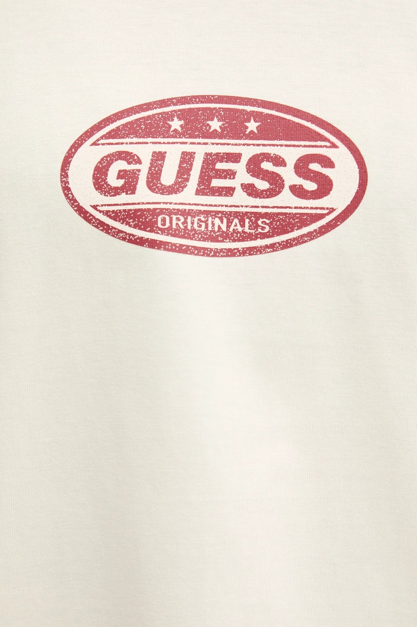 Βαμβακερό μπλουζάκι Guess Originals χρώμα: μπεζ, M5YI55 K8FQ4 φωτογραφία