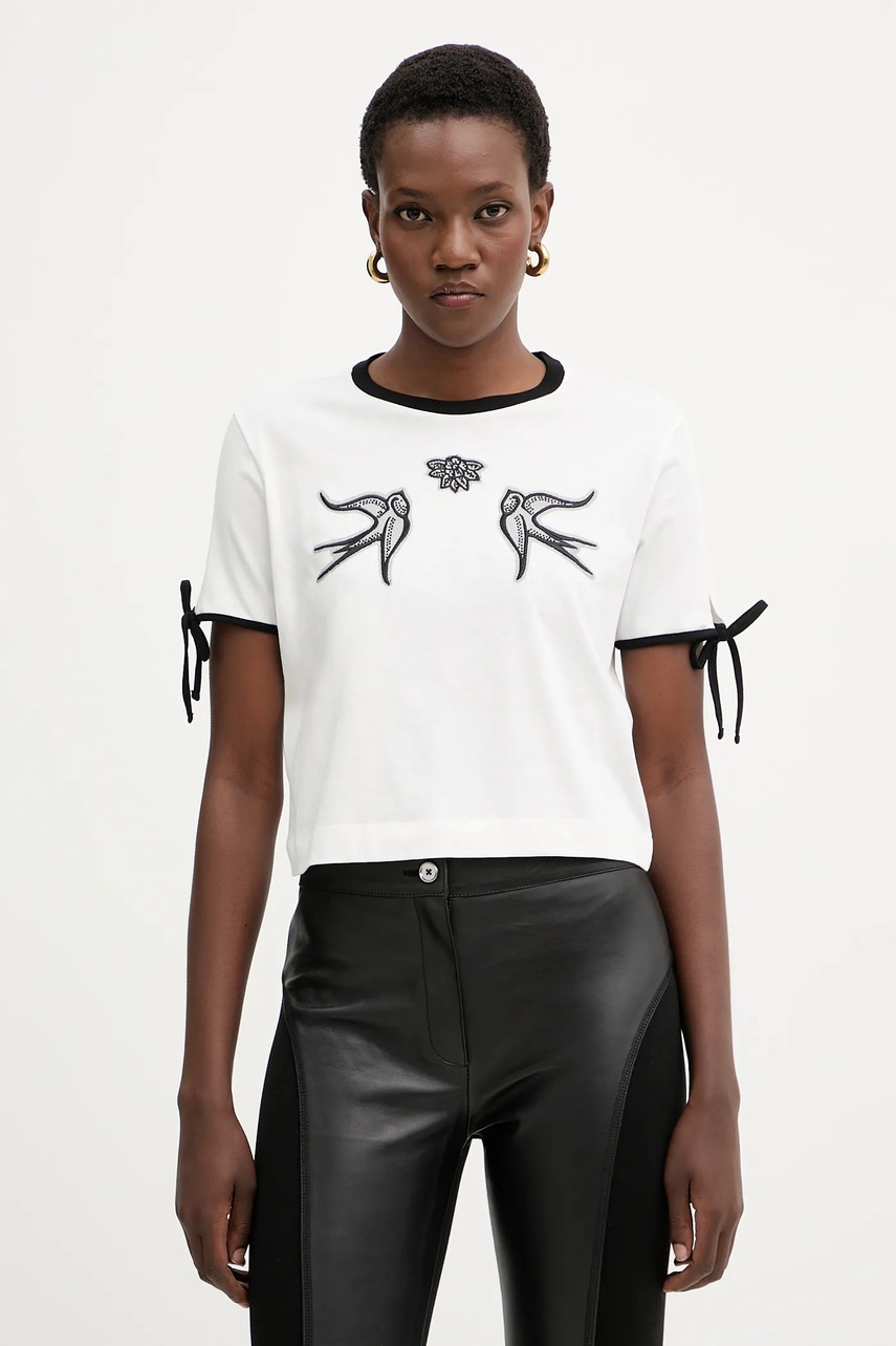 Levně Bavlněné tričko Pinko dámské, bílá barva, 105558 A2SF