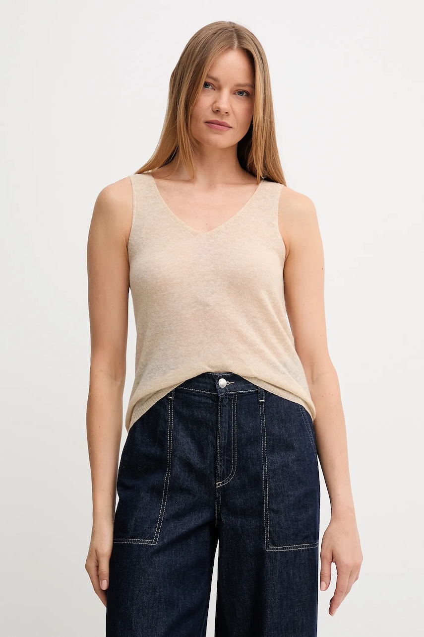 United Colors of Benetton top de lână culoarea bej, 109PDH01F