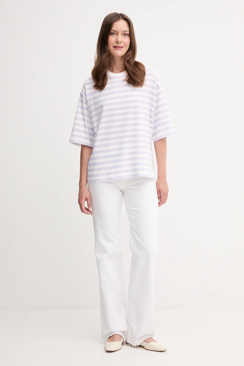 Хлопковая футболка United Colors of Benetton цвет фиолетовый 34N1D10AO