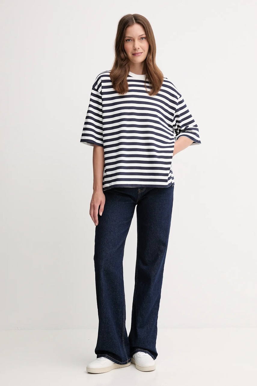 Хлопковая футболка United Colors of Benetton цвет синий 34N1D10AO