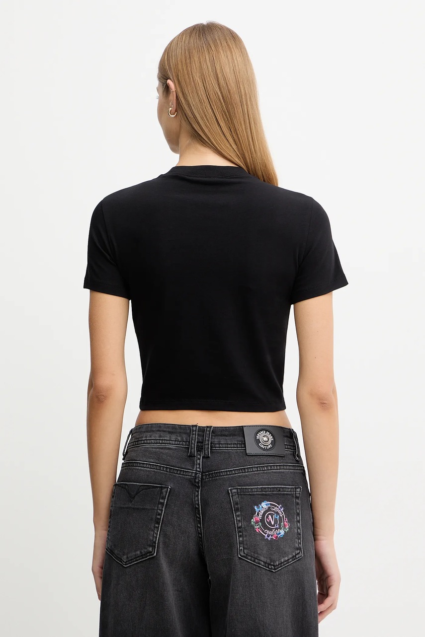 Μπλουζάκι Versace Jeans Couture χρώμα: μαύρο, 79HAHC01 CJ02C φωτογραφία