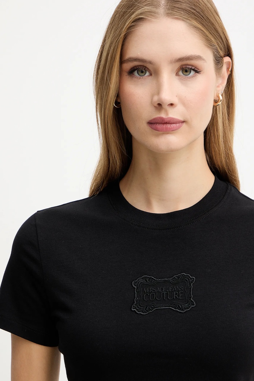 Μπλουζάκι Versace Jeans Couture χρώμα: μαύρο, 79HAHC01 CJ02C φωτογραφία