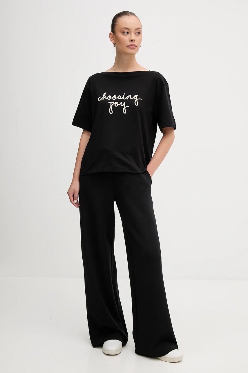 Хлопковая футболка United Colors of Benetton цвет чёрный 35P5D10AV