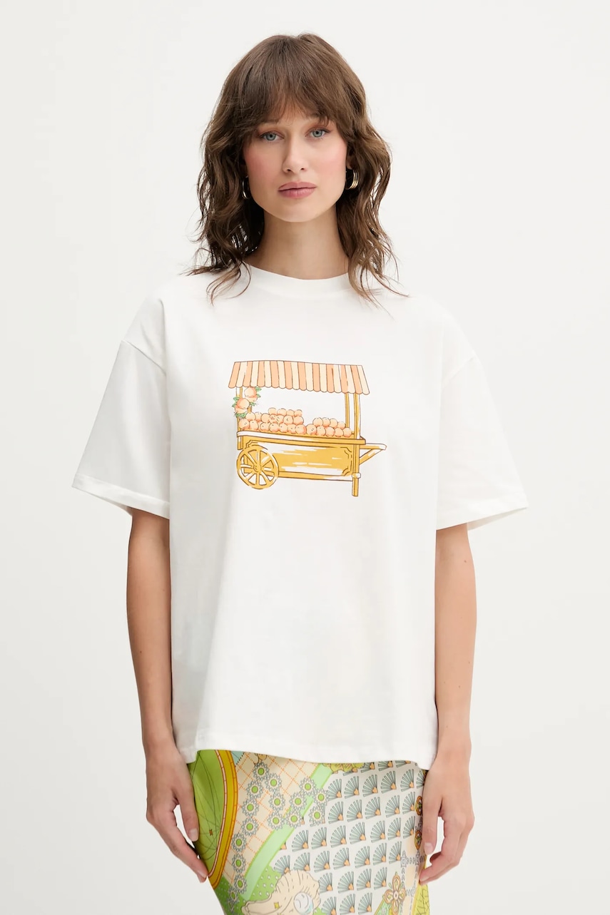 Never Fully Dressed tricou Cart culoarea alb, NFDTO1813