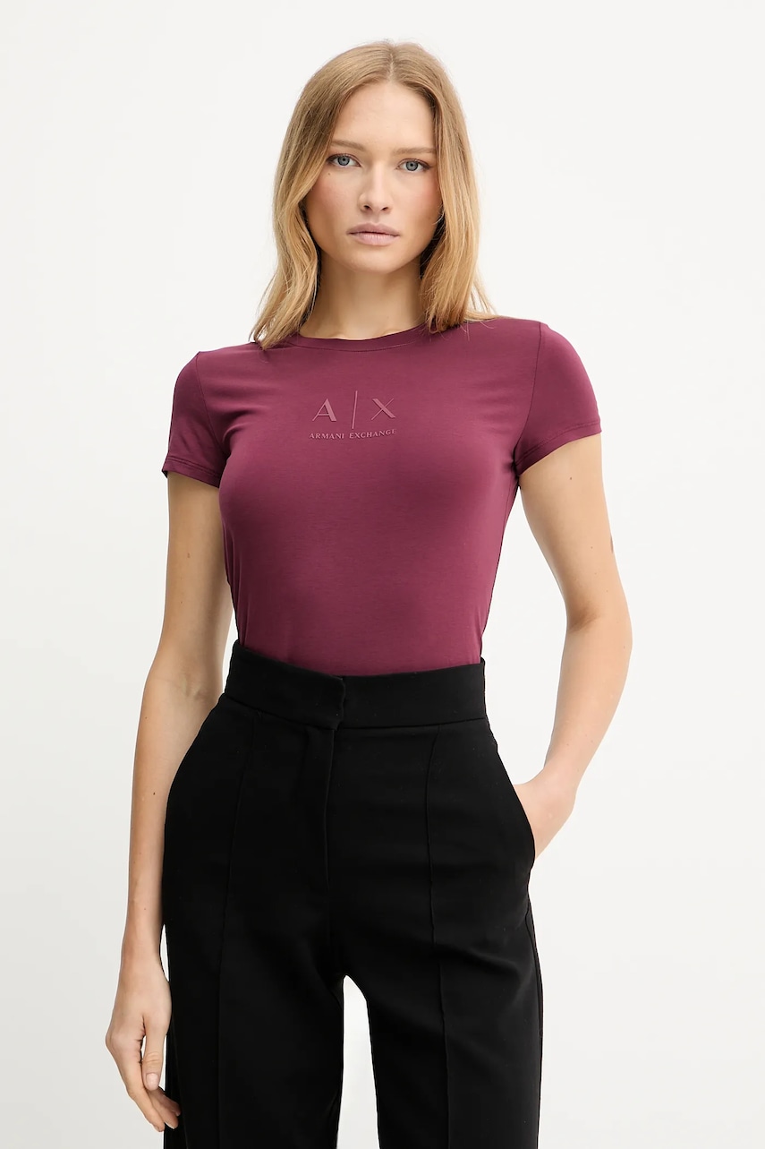Armani Exchange tricou culoarea bordo, XW001458 AF16294