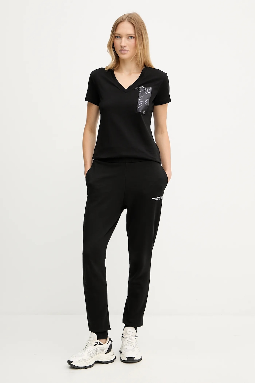 Хлопковая футболка Armani Exchange цвет чёрный XW001358 AF10356 Хлопковая футболка Armani Exchange цвет чёрный XW001358 AF10356