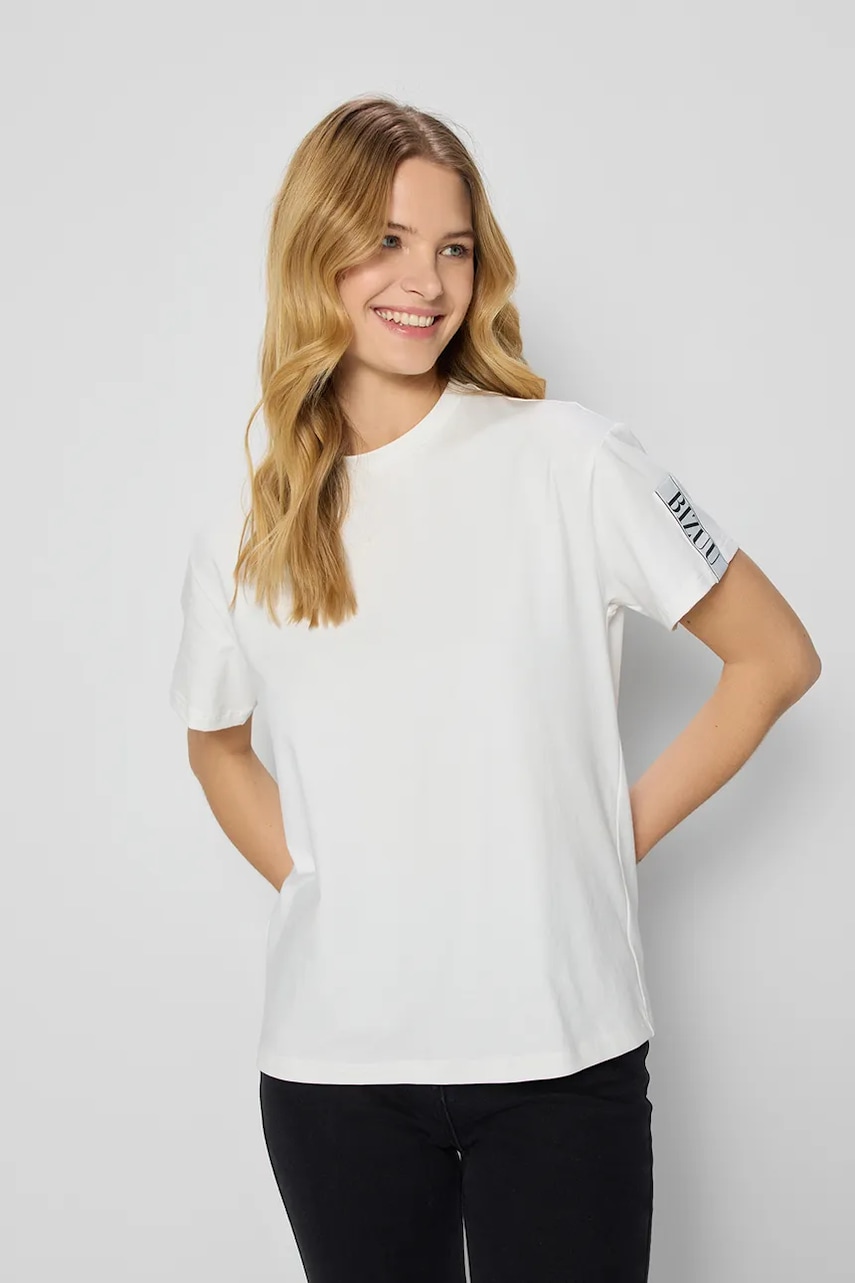 Bizuu tricou din bumbac TISHAM culoarea bej, TISHAM KREMOWY