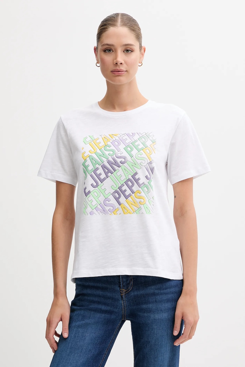 Pepe Jeans tricou din bumbac culoarea alb, PL506108