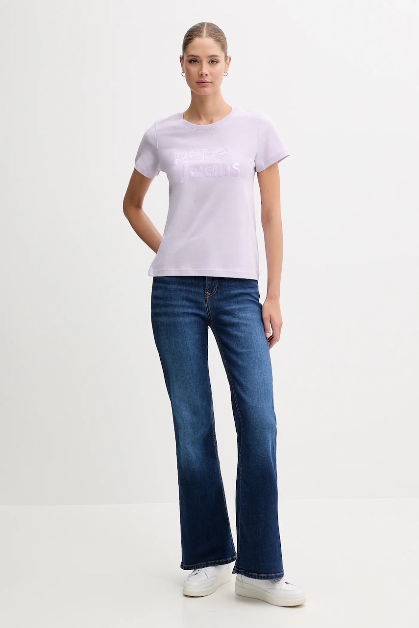 Хлопковая футболка Pepe Jeans цвет фиолетовый PL506113 Хлопковая футболка Pepe Jeans цвет фиолетовый PL506113