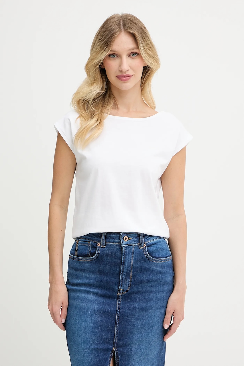 Pepe Jeans tricou din bumbac culoarea alb, cu spate descoperit, PL506117