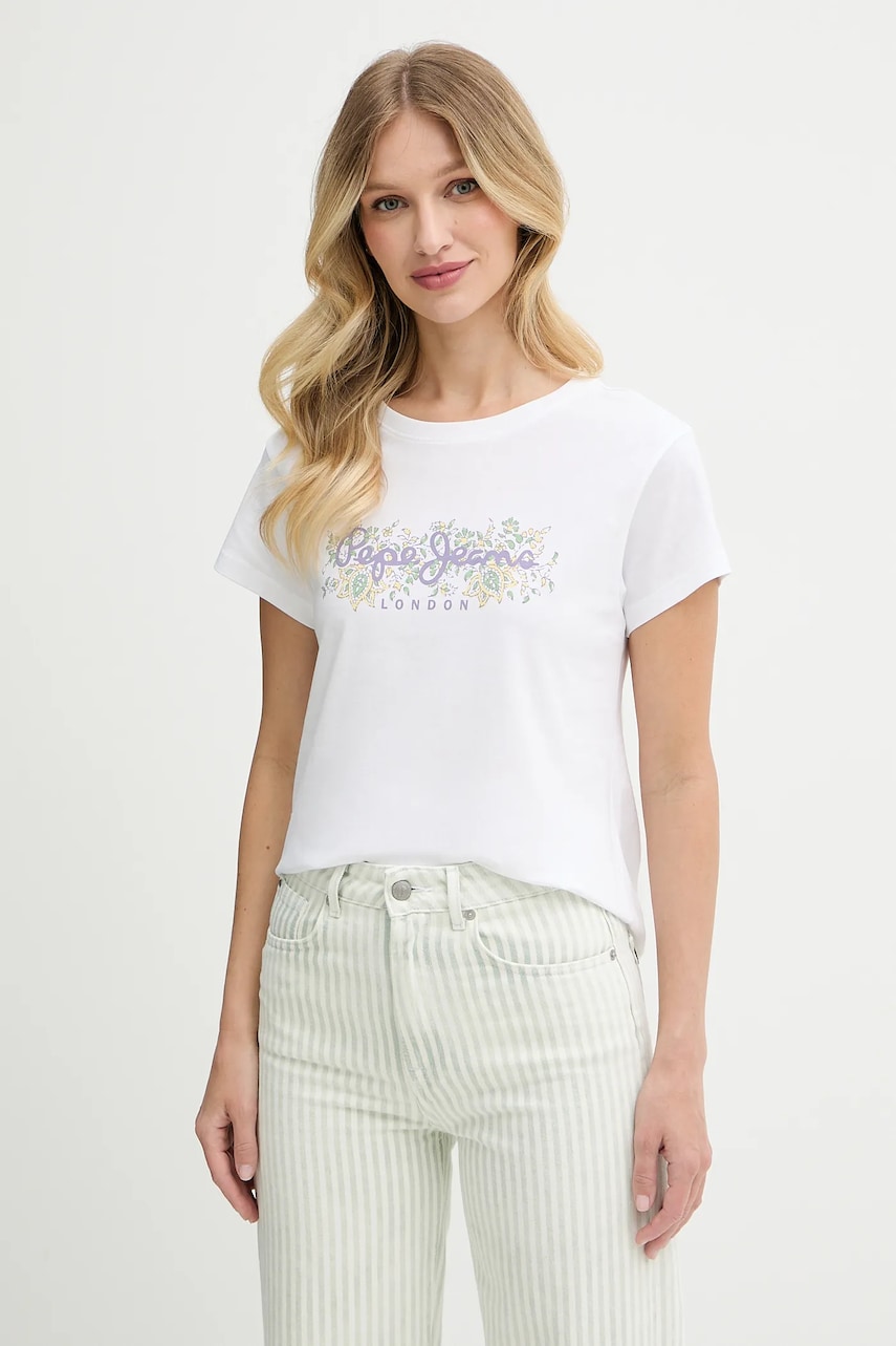 Pepe Jeans tricou din bumbac culoarea alb, PL506120