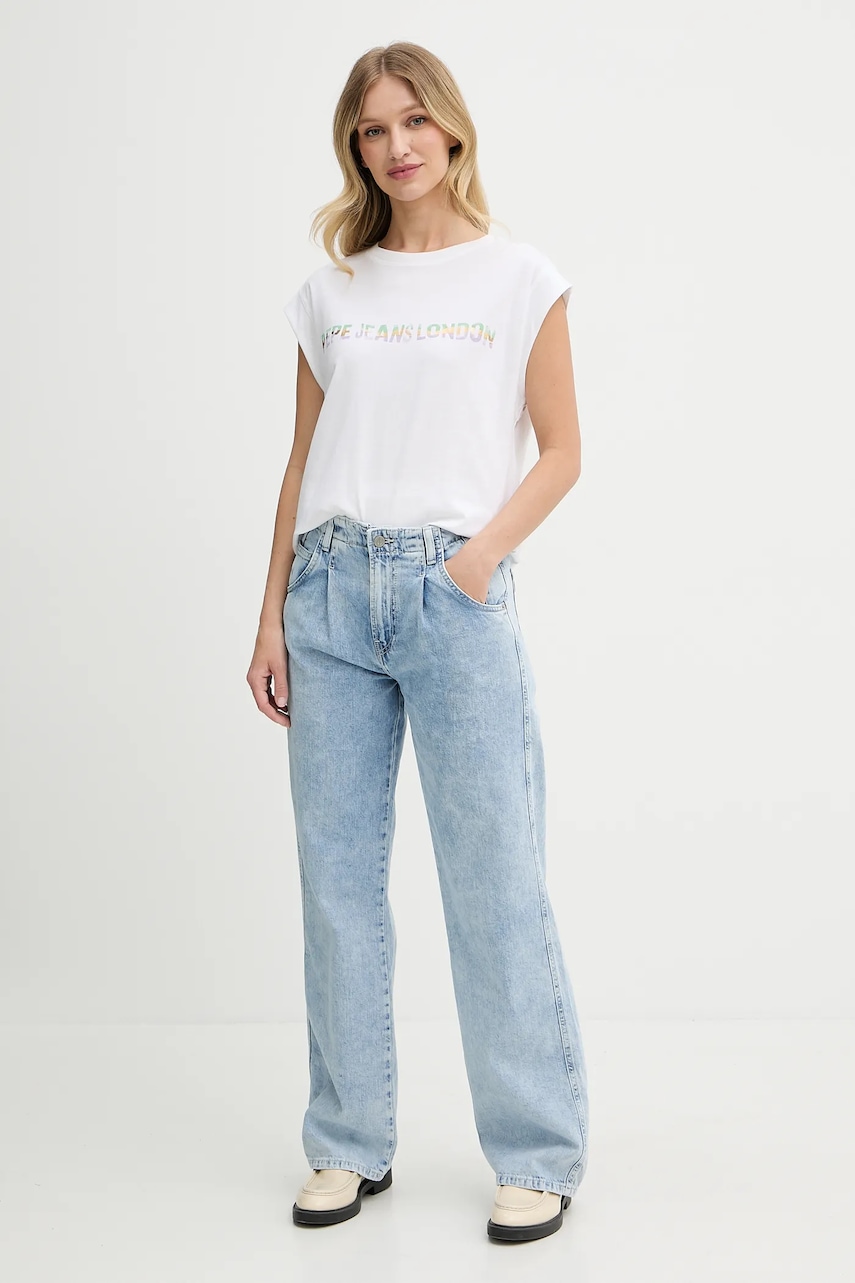 Хлопковая футболка Pepe Jeans цвет белый PL506121 Хлопковая футболка Pepe Jeans цвет белый PL506121