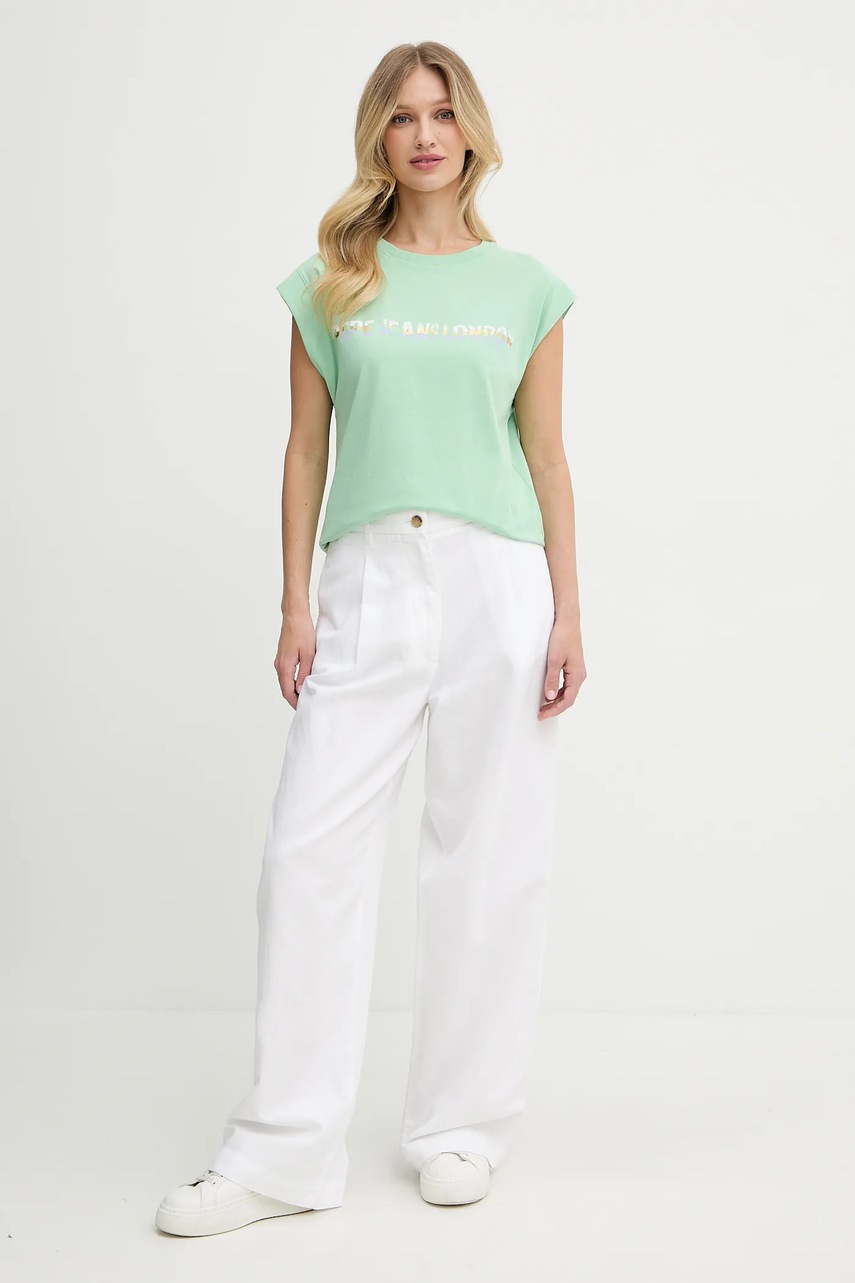 Хлопковая футболка Pepe Jeans цвет зелёный PL506121