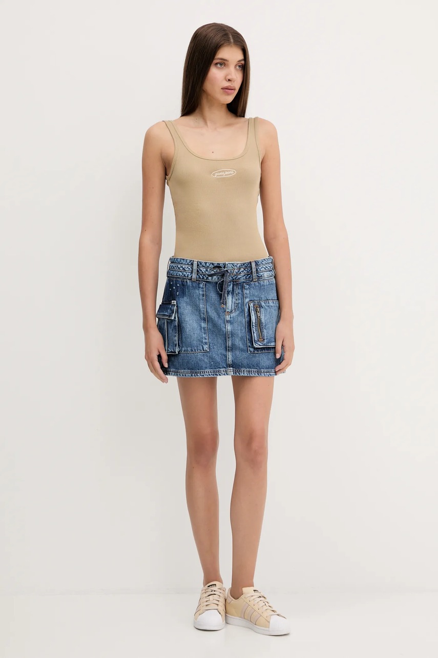 Топ Guess Jeans цвет бежевый W5YP35 KA0H1