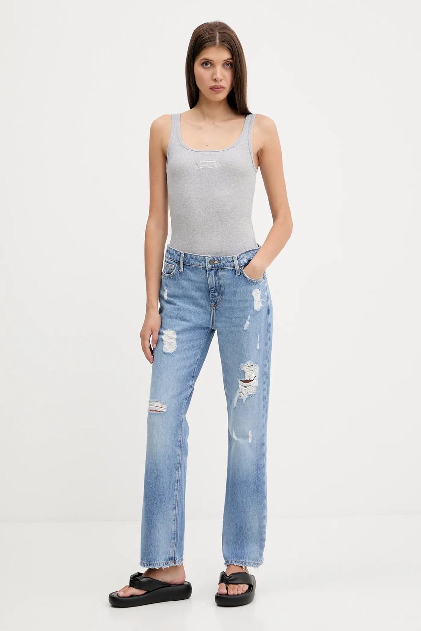 Топ Guess Jeans цвет серый W5YP35 KA0H1