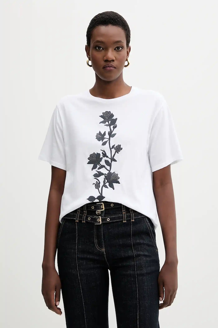 Blugirl Blumarine tricou din bumbac culoarea alb, RF5204.J7720