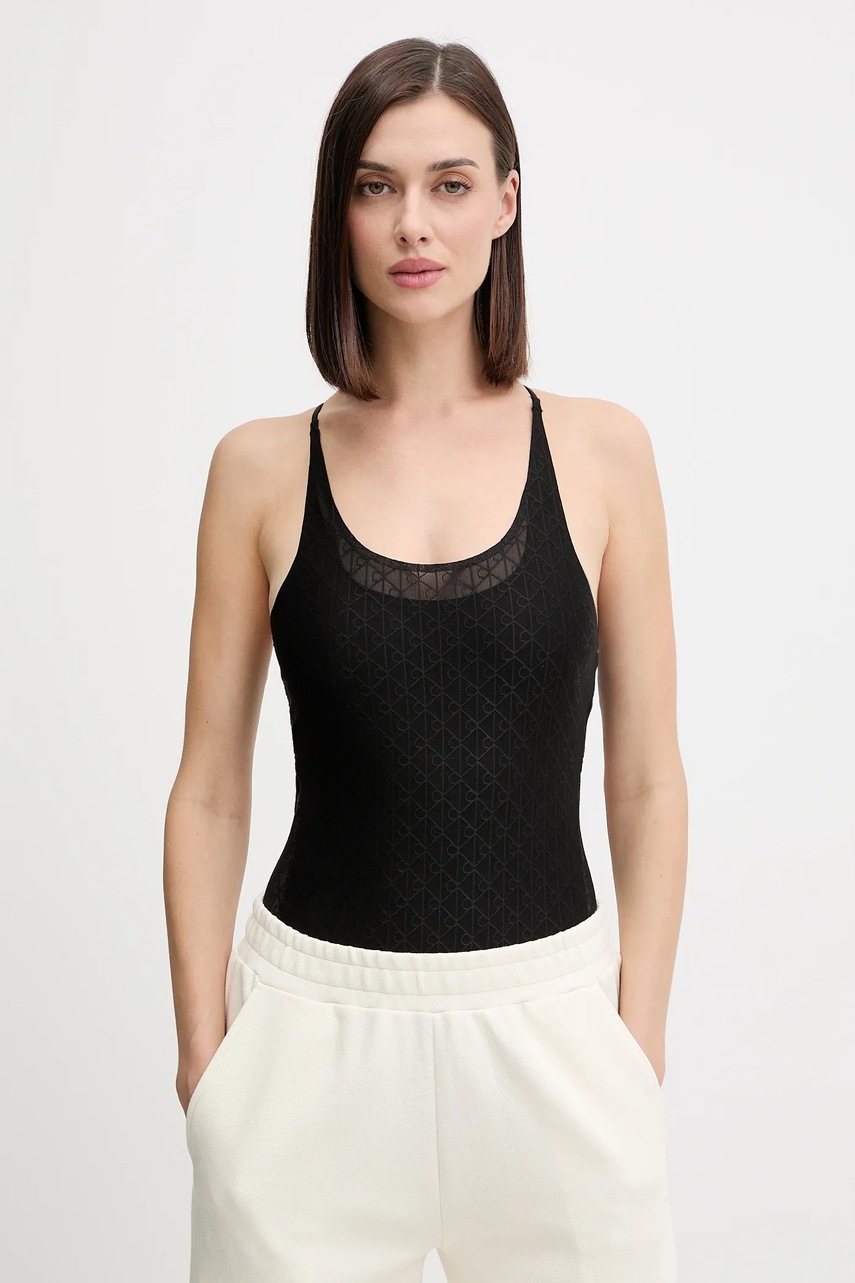 Levně Body Calvin Klein Performance černá barva, odkrytá záda, LVGWF5K114