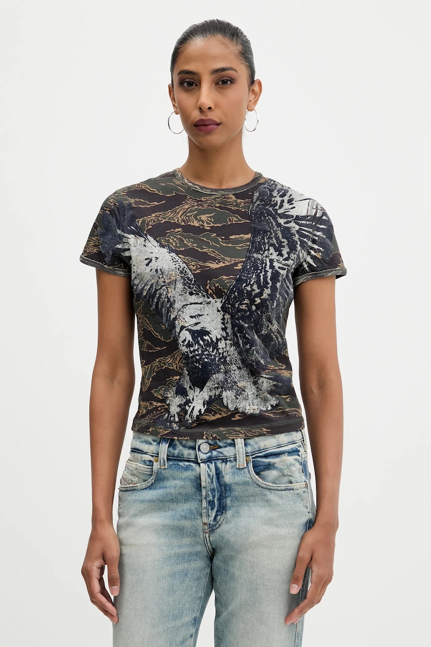 Diesel tricou din bumbac T-UNCUTIE-LONG-R1 culoarea gri, A19551.0DLBM