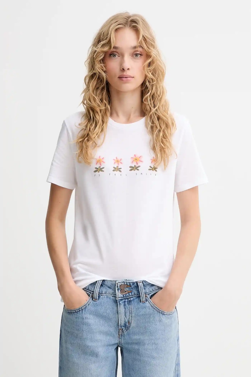 PS Paul Smith tricou din bumbac culoarea alb, W2R-G799-TP5428