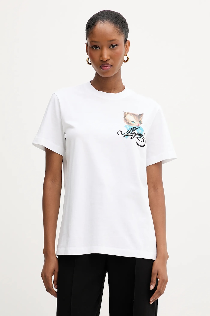 MSGM tricou din bumbac culoarea alb, 3941MDM110SE.257590