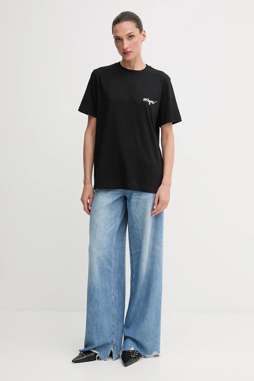 Хлопковая футболка MSGM цвет чёрный 2000MDM540.200002