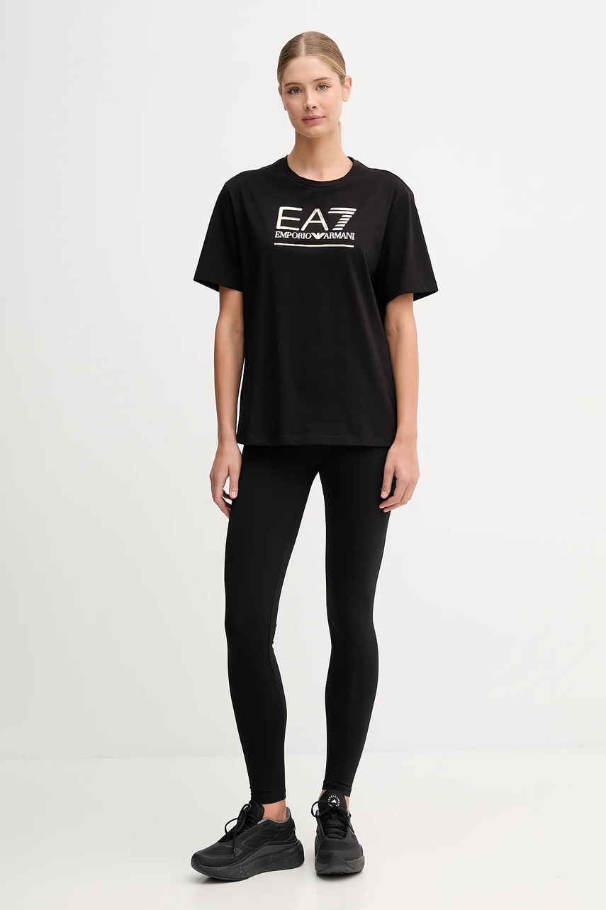 Хлопковая футболка EA7 Emporio Armani цвет чёрный AF12503.7W000414 Хлопковая футболка EA7 Emporio Armani цвет чёрный AF12503.7W000414